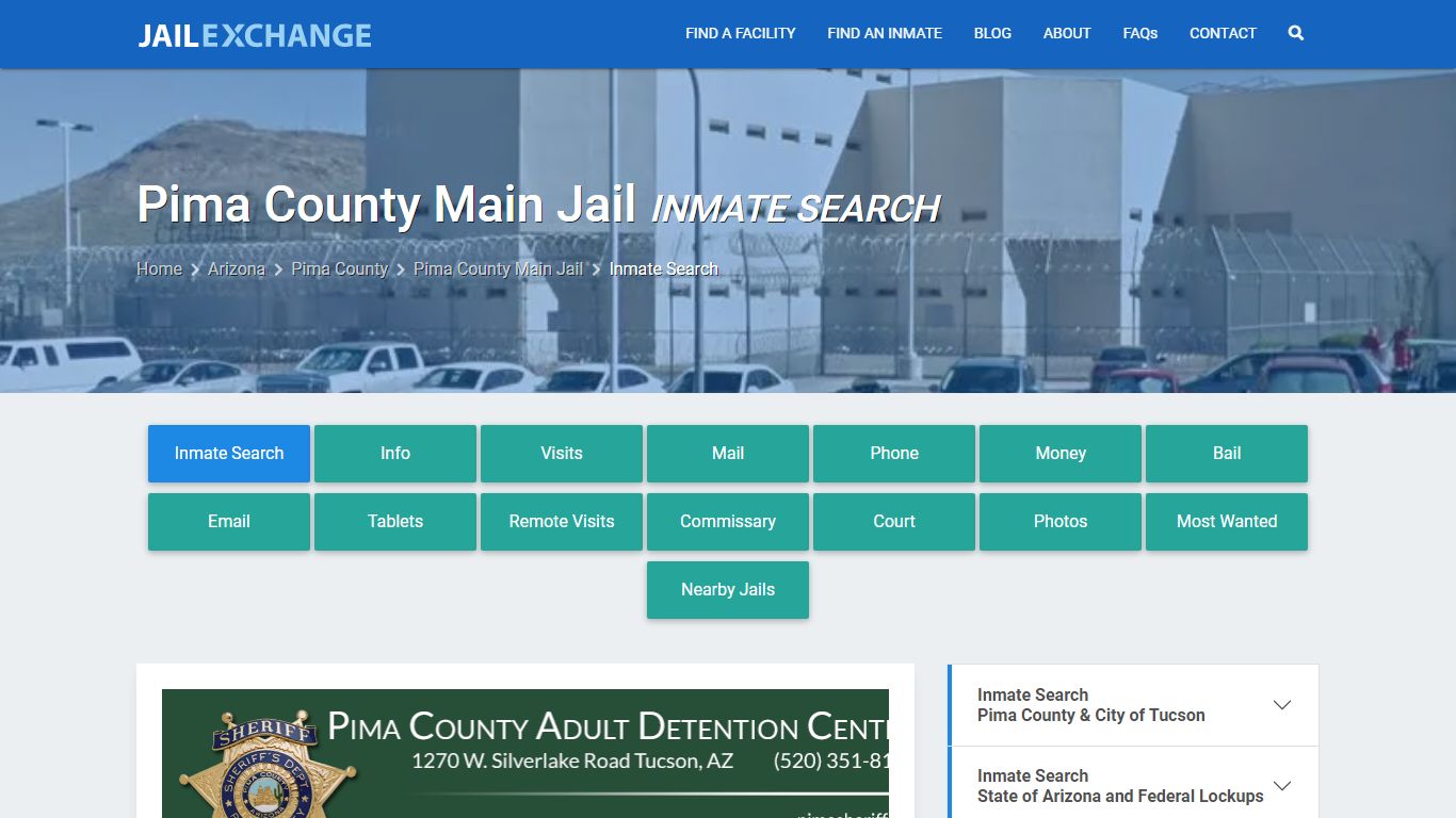 Inmate Search: Roster & Mugshots - Pima County Main Jail, AZ